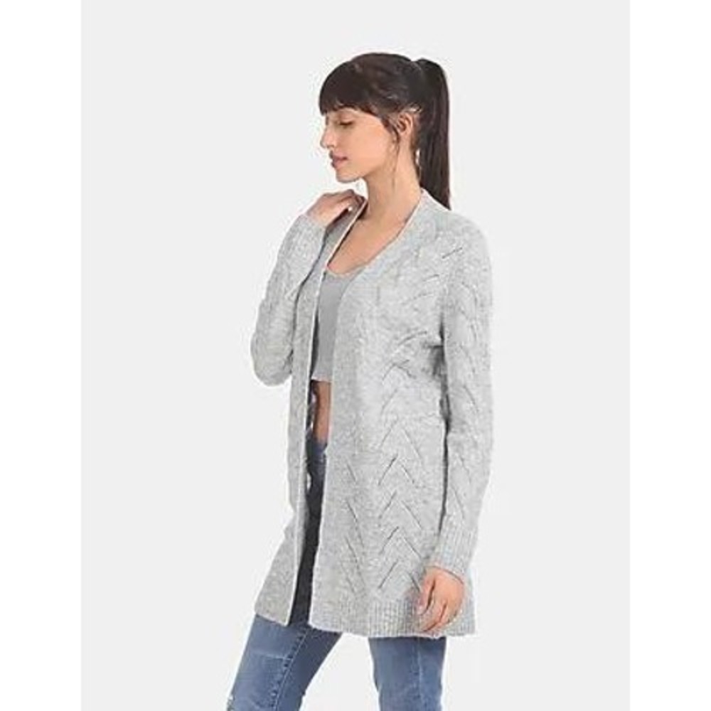GAP Gray Pointelle Open Front Cardigan Super Soft‎ Long Sleeve Knit Shrug / XL
